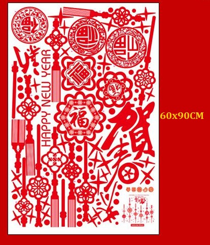 Decal tết happy new year và lộc treo may mắn 3